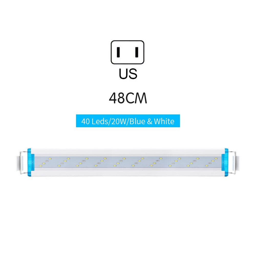 Aquarium Lighting Aquatic Plant Light Super Slim Blue LEDs 18-48CM Waterproof Clip On Lamp For Fish Tank Plant Grow Lighting: US 48CM
