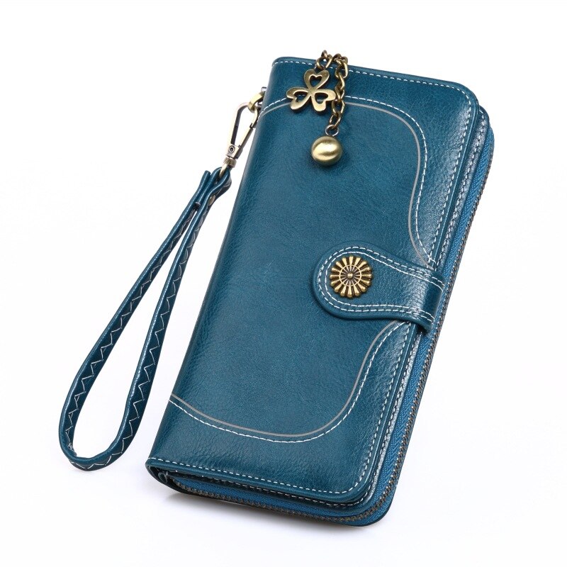 Large Capacity Women Wallets Pu Leather Female Purses Long Clutch Multifunctional Zipper Hasp Purse Phone Wallet Card Holder: Style2-Green