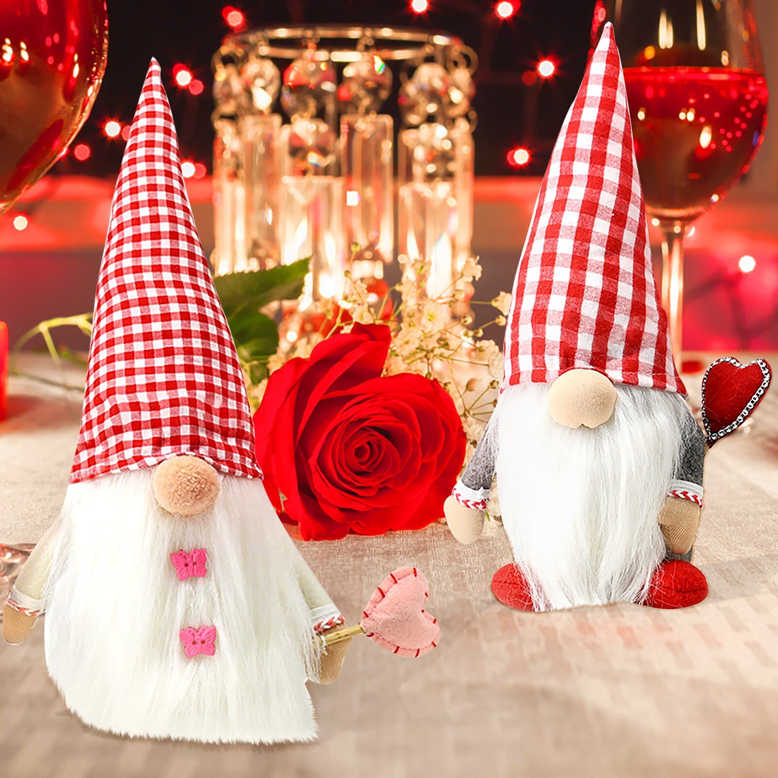 2pcs Valentine's Day Decorations Bedroom Living Room Desktop Standing Post Faceless Valentine's Christmas