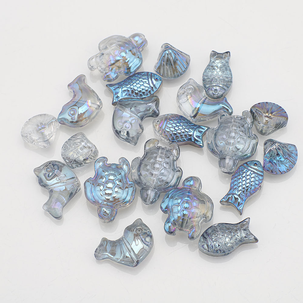 20 Pcs Mixed Shape Starfish /Snail /Shell/ Small Fish Crystal Glass Loose Beads DIY Making Earing Necklace Jewelry Accessories: plum