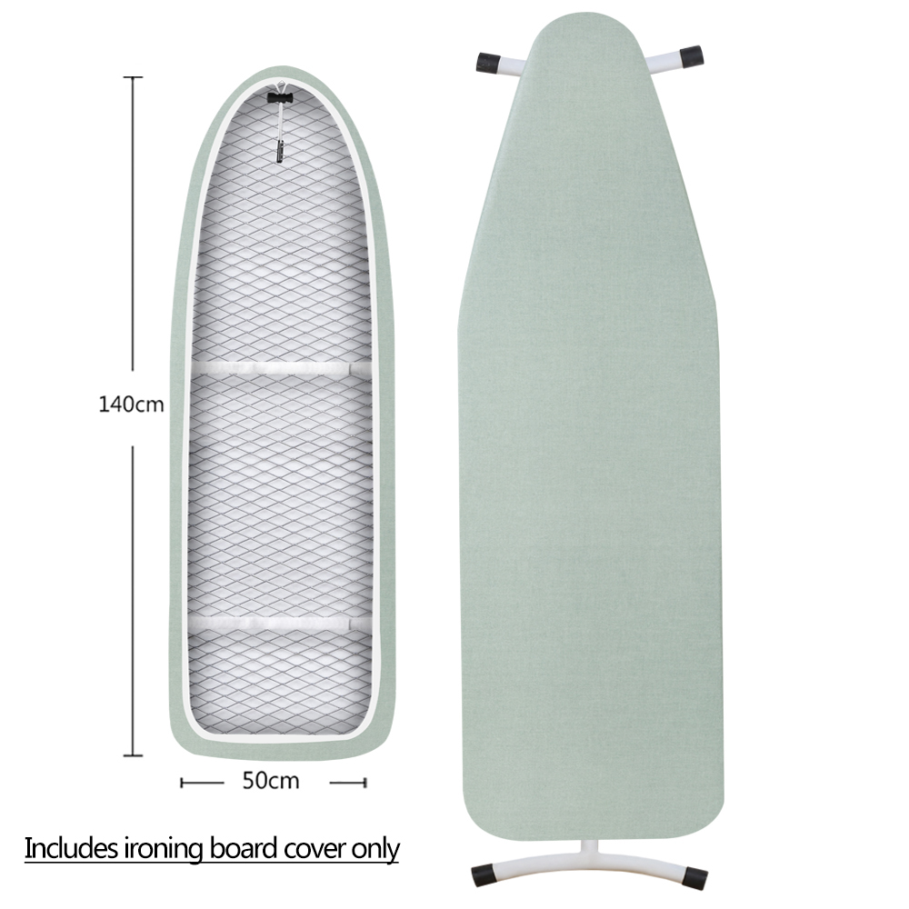 Ironing Board Cover Scorch Resistant, Cotton Cloth Ironing Cover with Padding Heat Reflective Heavy Duty Pad 140x50cm: 140x50-Light green
