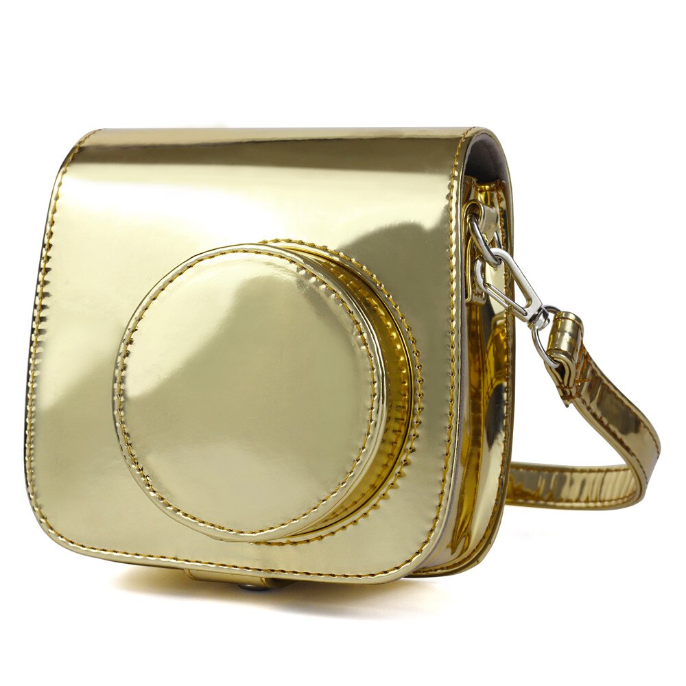 Voor Fujifilm Instax Mini 8 9 Camera Protector Canvas Pouch Instant Film Camera Accessoires, Schouderriem Camera Tas: Goud