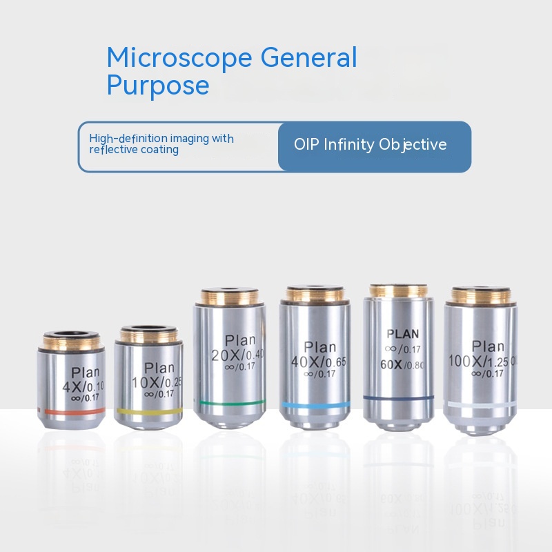 Objetivo acromático de 4X, 10X, 20X, 40X, 60X, 100X, piezas de objetivo de microscopio Universal Oip Infinite