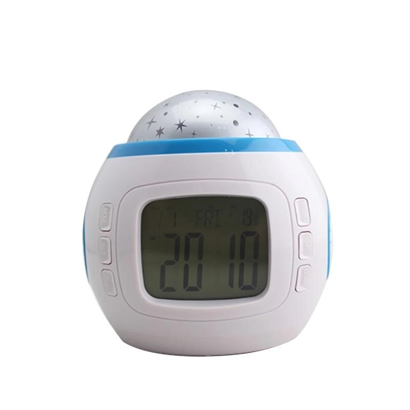 Kleurrijke sterrenhemel projectie muziek digitale klok led nachtlampje thermometer wekker voor kinderen babykamer decoratie