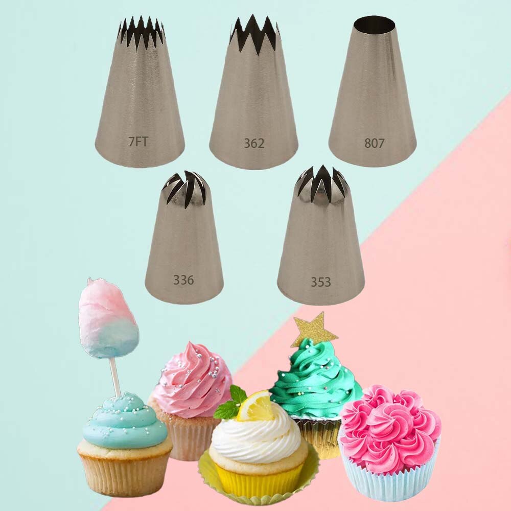 5 stks/set Grote Russische Icing Piping Pastry Nozzle Tips Bakken Tools Gebak Decoratie Set Rvs Nozzles Cupcake