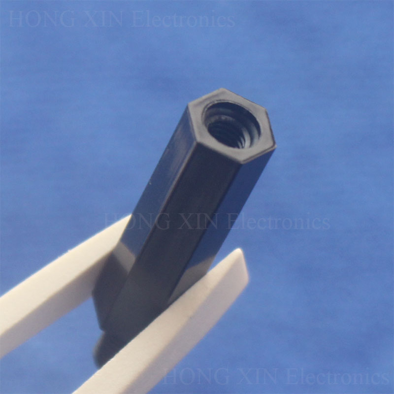 100Pcs M3 Thread 20mm+6mm PCB Fixed Nylon Hex Column Standoff Spacer Pillar Black Male to Female nylon spacer