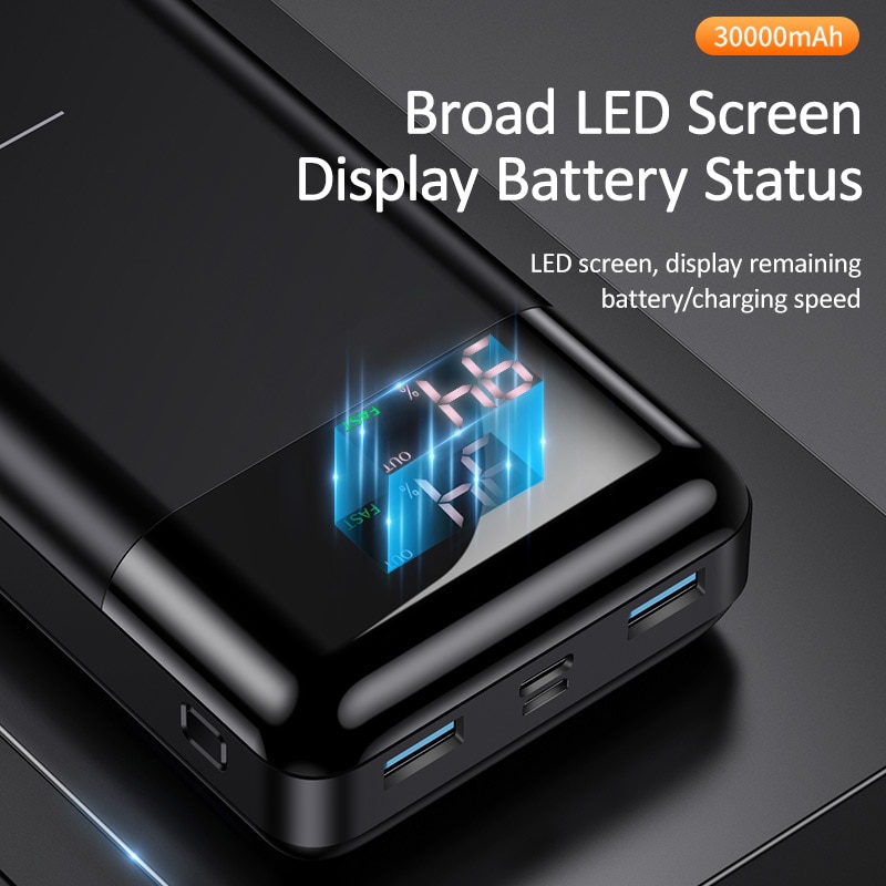 USAMS LED Display 30000mAh Power Bank PD3.0 Dual QC3.0 3A Schnelle Lade Tragbare Batterie für iPhone X 8 Samsung huawei Power