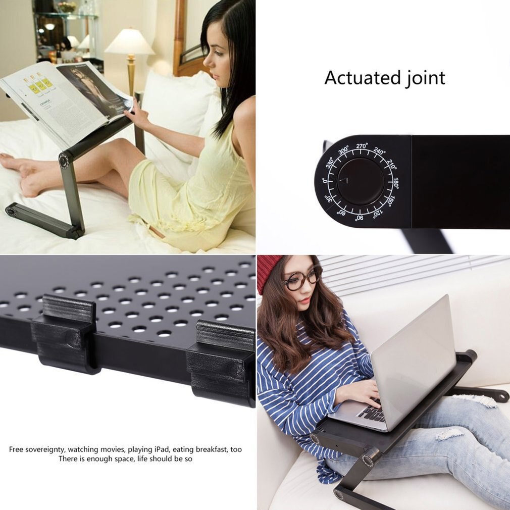 Adjustable Multi-function Ergonomic Mobile Laptop Foldable Table Stand Bed PC Tray Laptop Folding Desk With Mouse Board