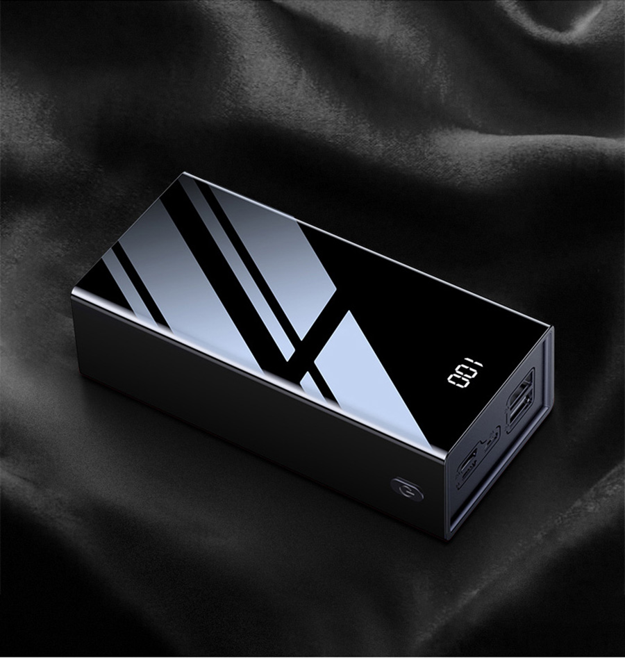 Real power bank 50000mah spiegel led-anzeige Tragbare Lade Poverbank 2.1A schnelle lade telefon ladegerät für xiaomi: Black
