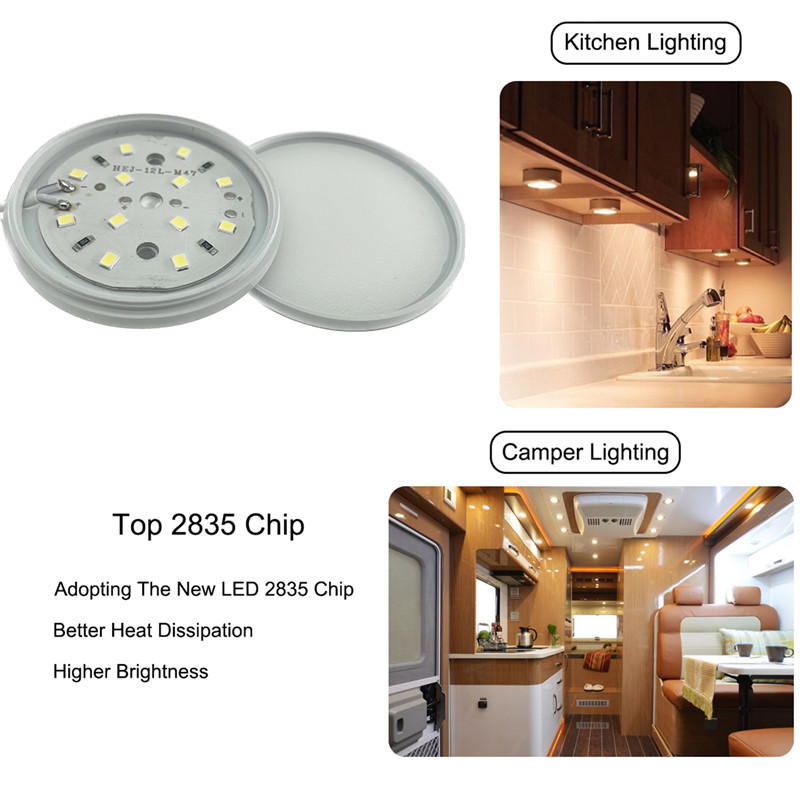 Plafonnier LED 12V, 1/2 Pièces, pour Camping-Car, Bateau, Remorque, Luminaire d'Nik, Idéal pour la Lecture