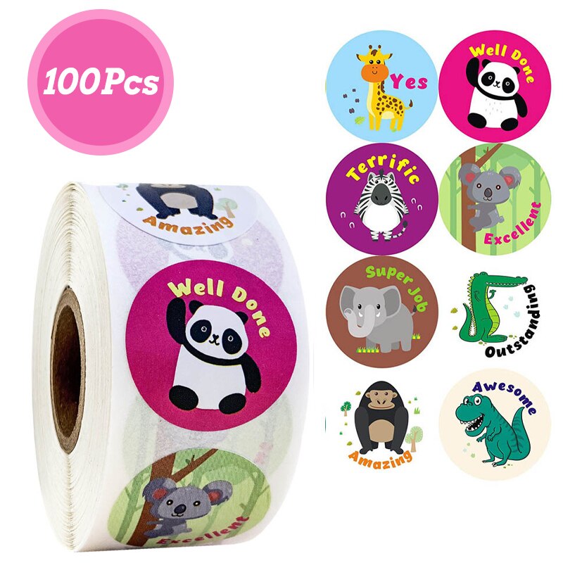 500pcs/roll Di Natale Sticker Seal Etichette Adesivi 8 Disegni Del Modello Del Fumetto Adesivo Ricompensa Per I Bambini Giocattoli Regalo Impermeabile: 100Pcs F