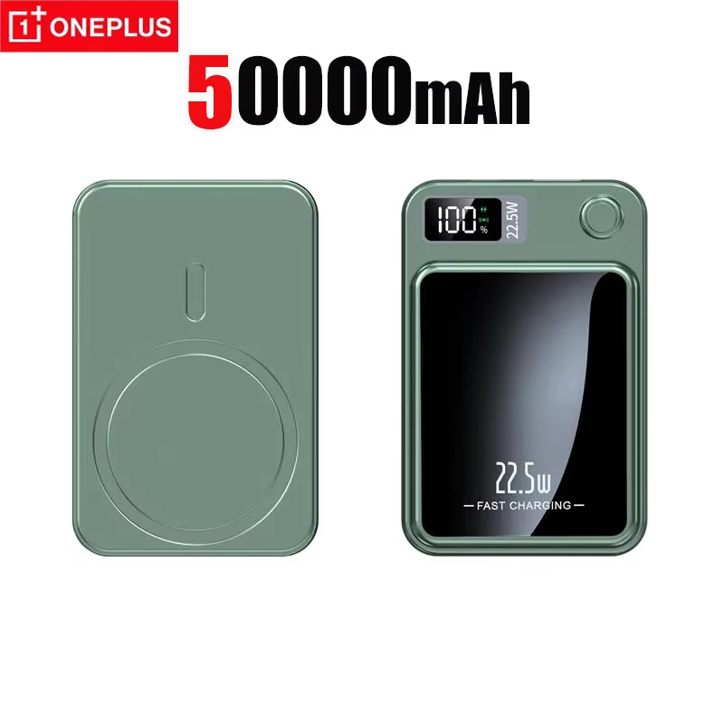 Oneplus 50000 mah magsafe powerbank qi magnetisk trådlös snabbladdningsbar powerbank för iphone lätt och bärbar: Mång