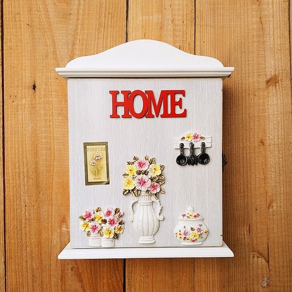Caja decorativa para colgar en la pared, estilo rústico, Vintage, antiguo, de madera maciza, almacenamiento de decoración para el hogar, estantes 22*6,5*26cm: 3