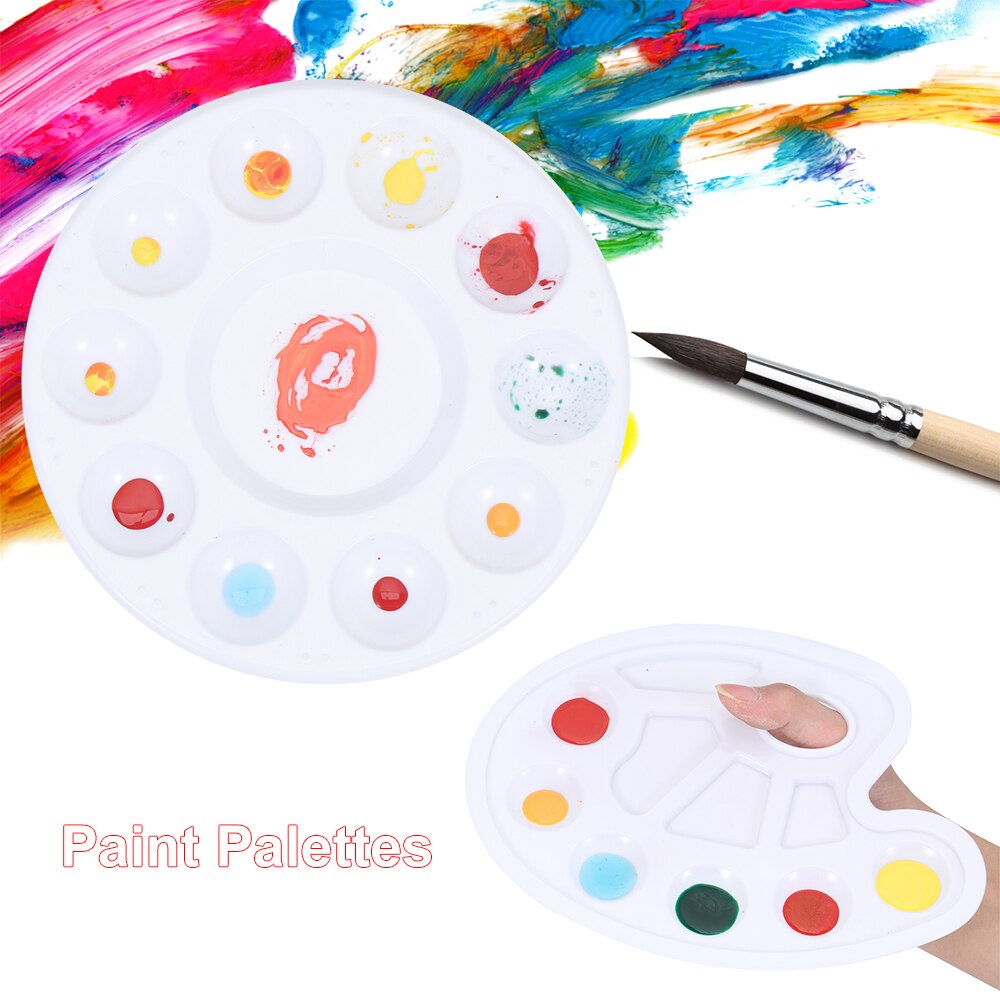 Paletas de pintura de plástico blanco para dibujo, bandeja de pintura con orificio para el pulgar, soporte para pigmento, paleta de pintura, suministros para manualidades DIY, 1 unidad