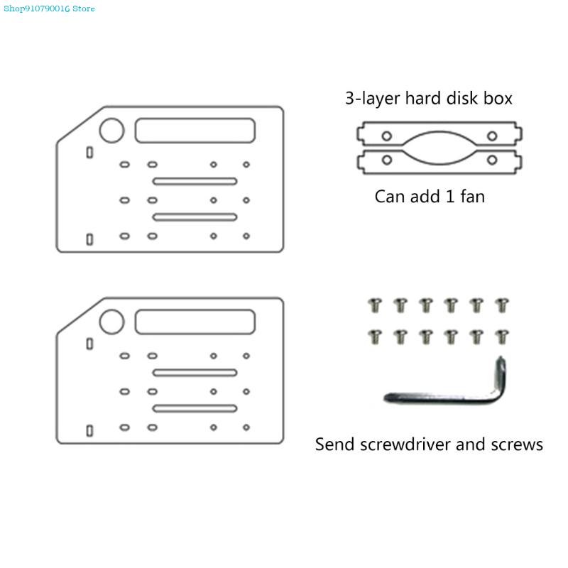 3.5 In DIY Acrylic Hard Disk Bracket Bay Desktop Computer External Hard Drive Shelf Rack HDD Storage Box Organizer Case: Orange