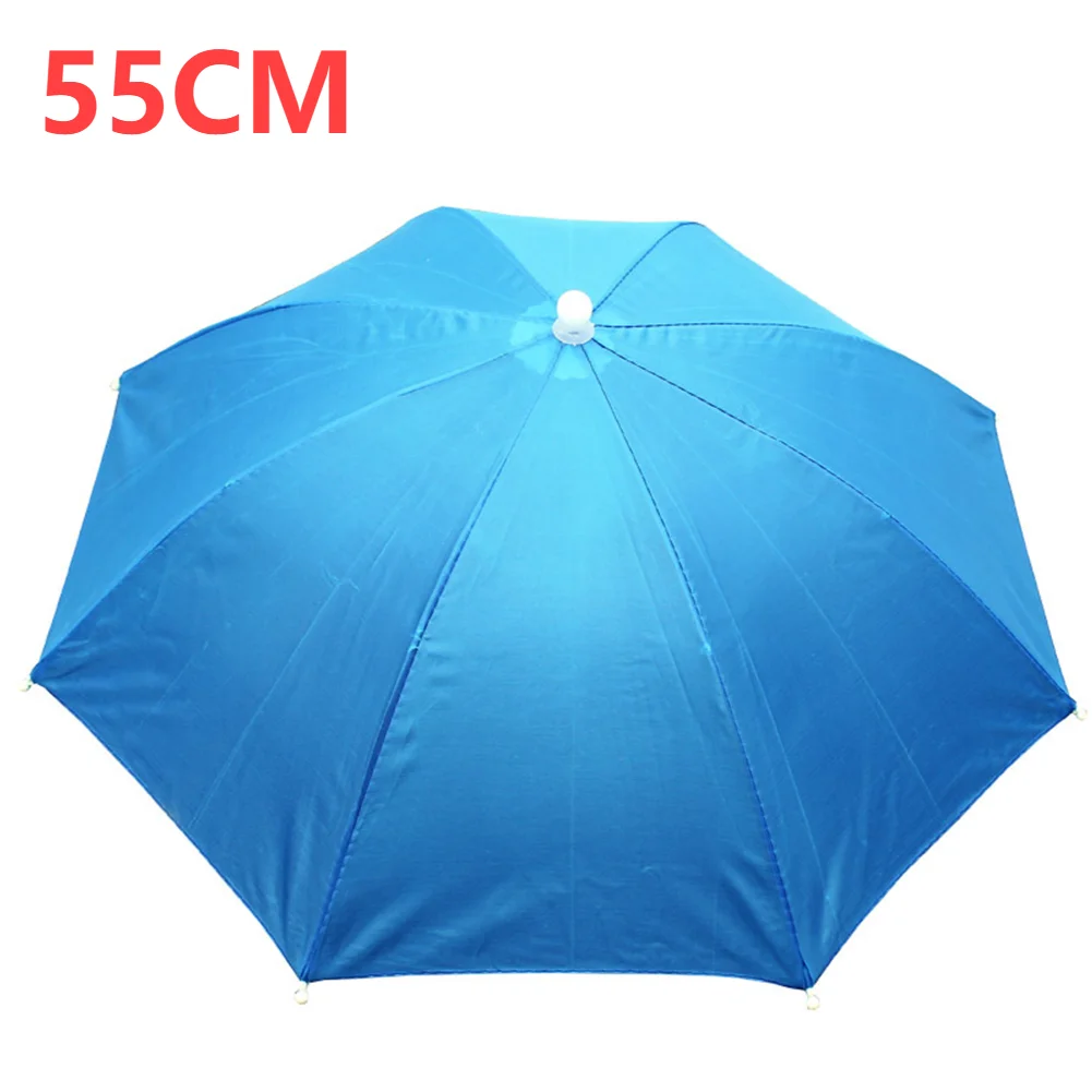 Regen Paraplu Hoed Outdoor Draagbare Regen Paraplu Hoed Opvouwbare Zonnekap Waterdichte Camping Vissen Hoofddeksels Strand Hoofdhoed: HEUBLAUW