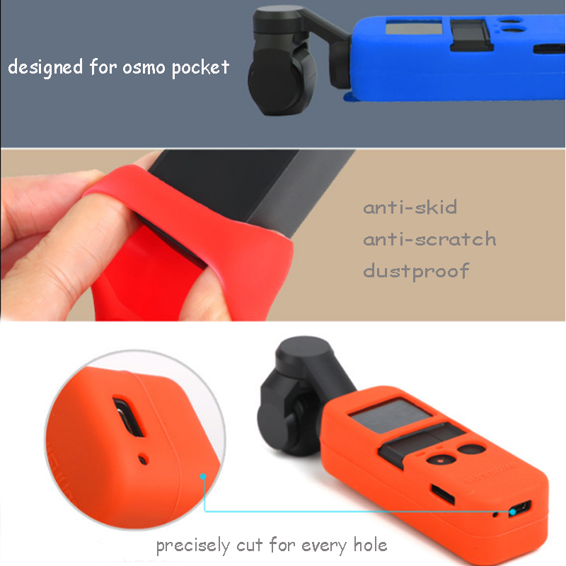 10 Colors DJI OSMO POCKET Protector Set Soft Silicone Case Cover with Neck/Wrist Strap Lanyard for Osmo Pocket Handheld Gimbal