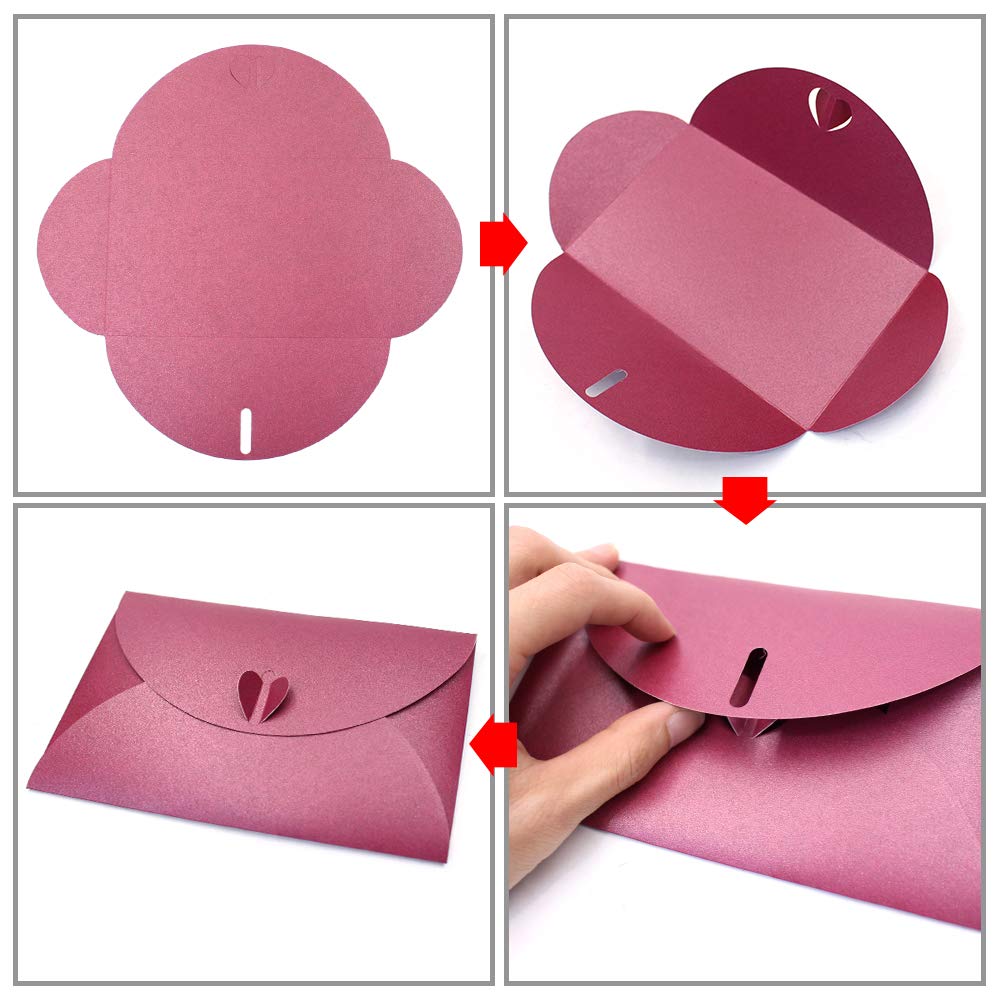 50 Pcs Handmade Mini Card Cute Post Card Heart Clasp Kraft Paper Envelopes Shining Colorful Envelopes Envelope Holders