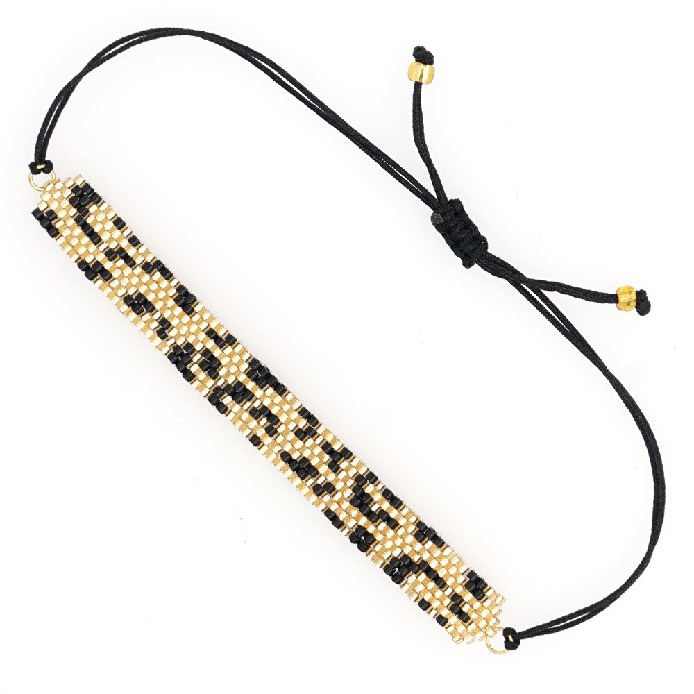 Nova moda leopardo miyuki pulseira para mulheres ajustável boemia artesanal tecido grânulo pulseira na moda jóias femininas presentes: 1