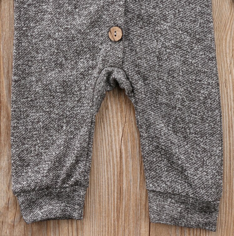 Grau Hoodies Strampler Langarm Herbst Neugeborenen freundlicher Baby Junge Säuglingsspielanzug Tasten Gesamt Kleidung Outfits