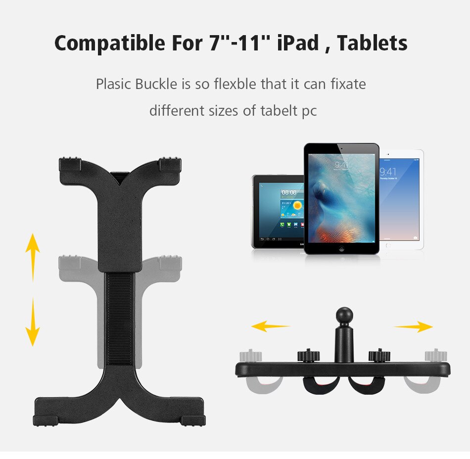 7-11 '' auto tablet houder auto tablet houder standaard voor ipad 1 2 3 4 5 ipad mini air auto achterbank hoofdsteun montagebeugel houder