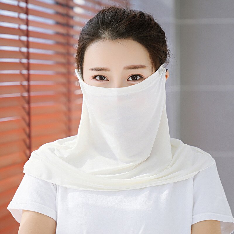 Seide Gesicht Maske Frauen Sonnenschutz Schals Hals Abdeckung fest drucken Dame Wandern Reiten Mund Schal Ring wickelt Halstuch Neue: N