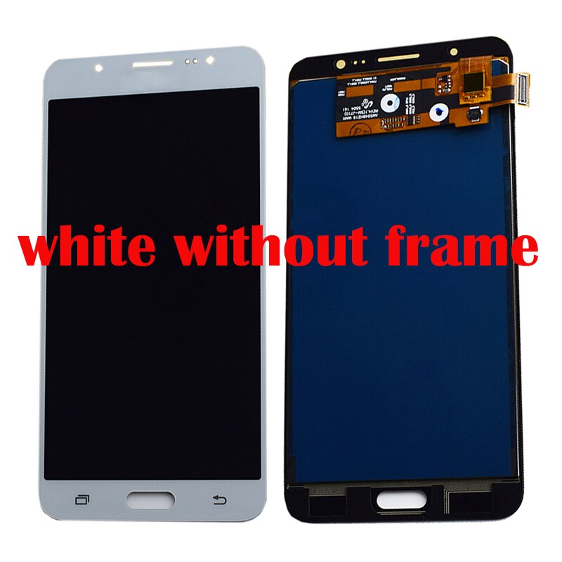 Til samsung galaxy  j7 lcd screen  j710 j710f j710m j710mn j710h lcd display screen touch screen digitizer assembly frame: Hvid uden ramme