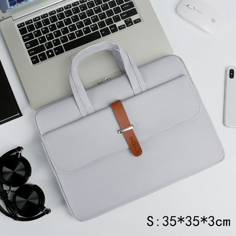 Large Capacity Briefcase Unisex Portable Waterproof A4 Document Computer Storage Handbag Zipper Bag Office Business Accessories: S Gray