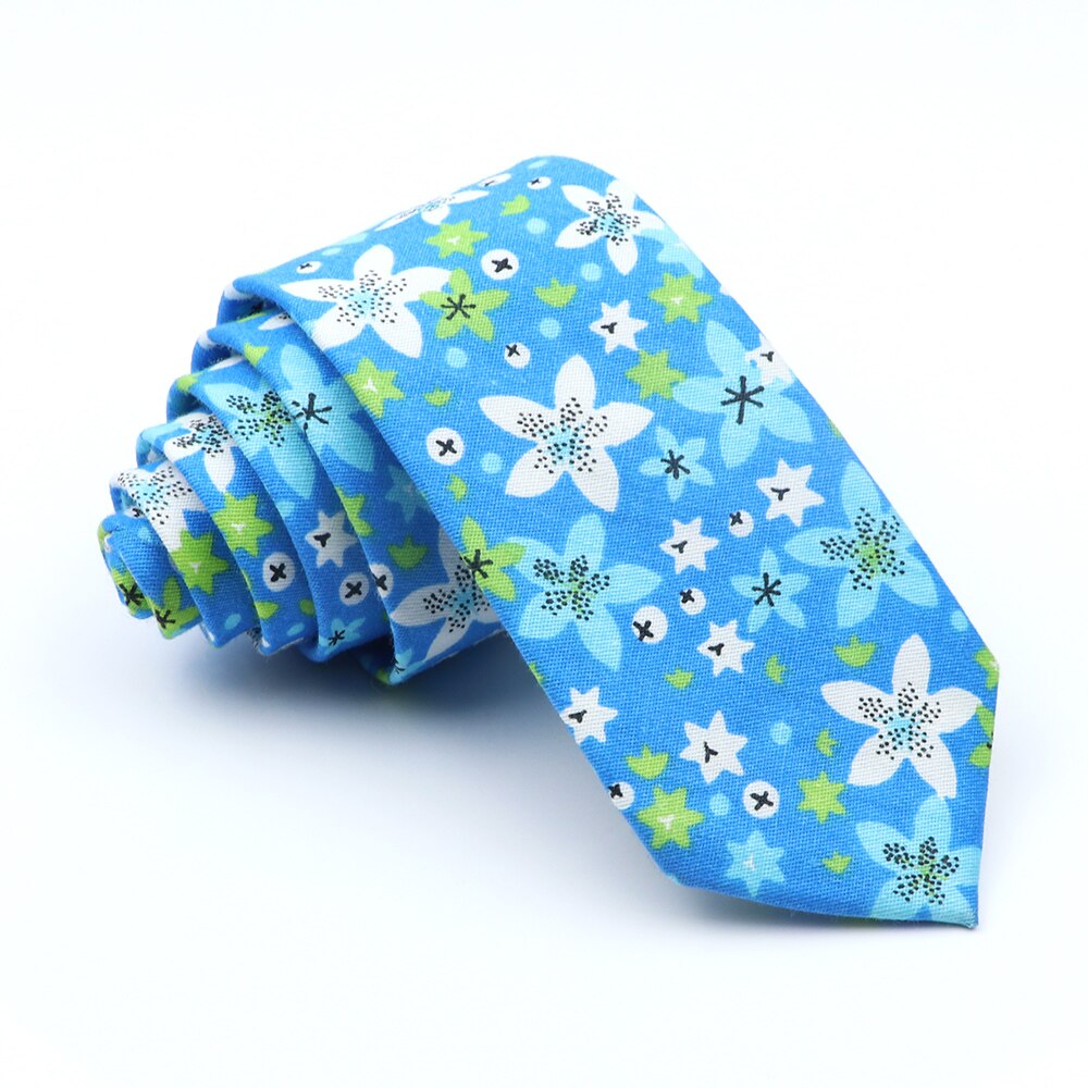 Cotton Floral Tie For Men Women Skinny Print Necktie For Wedding Casual Man's Neckties Classic Suits Flower Cravat