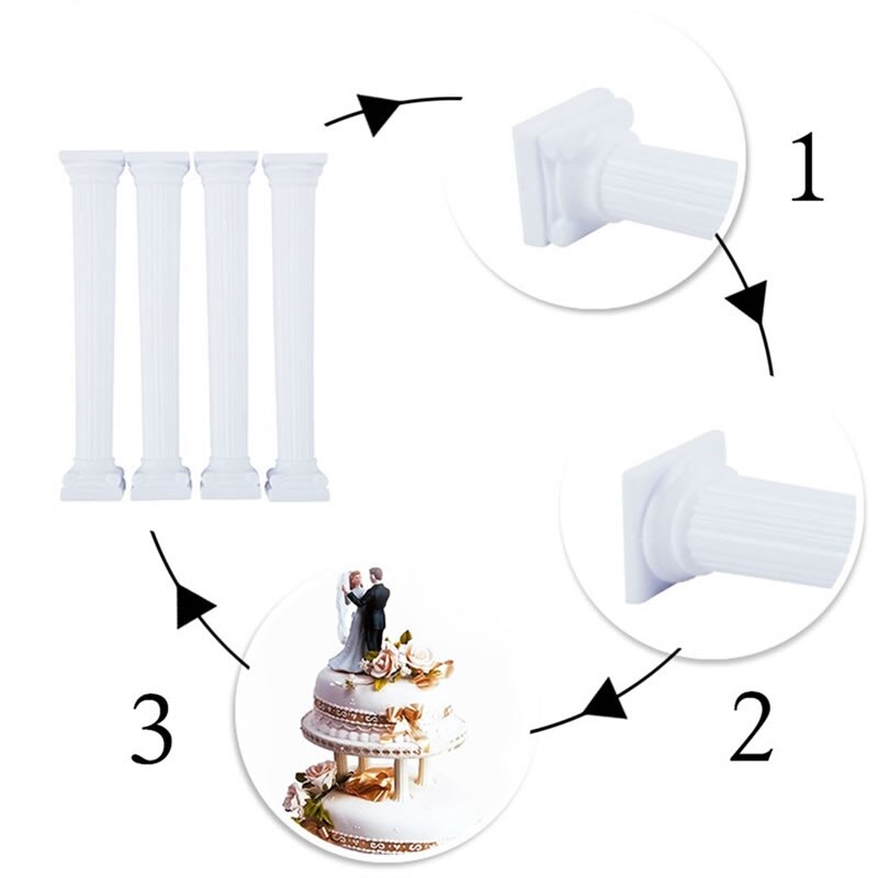 Upspirit 4 stks/set Cake Romeinse Kolom Plastic DIY Cake Ondersteuning Frame Wedding Party Cake Pop Display Stand Cupcake Houder Plank