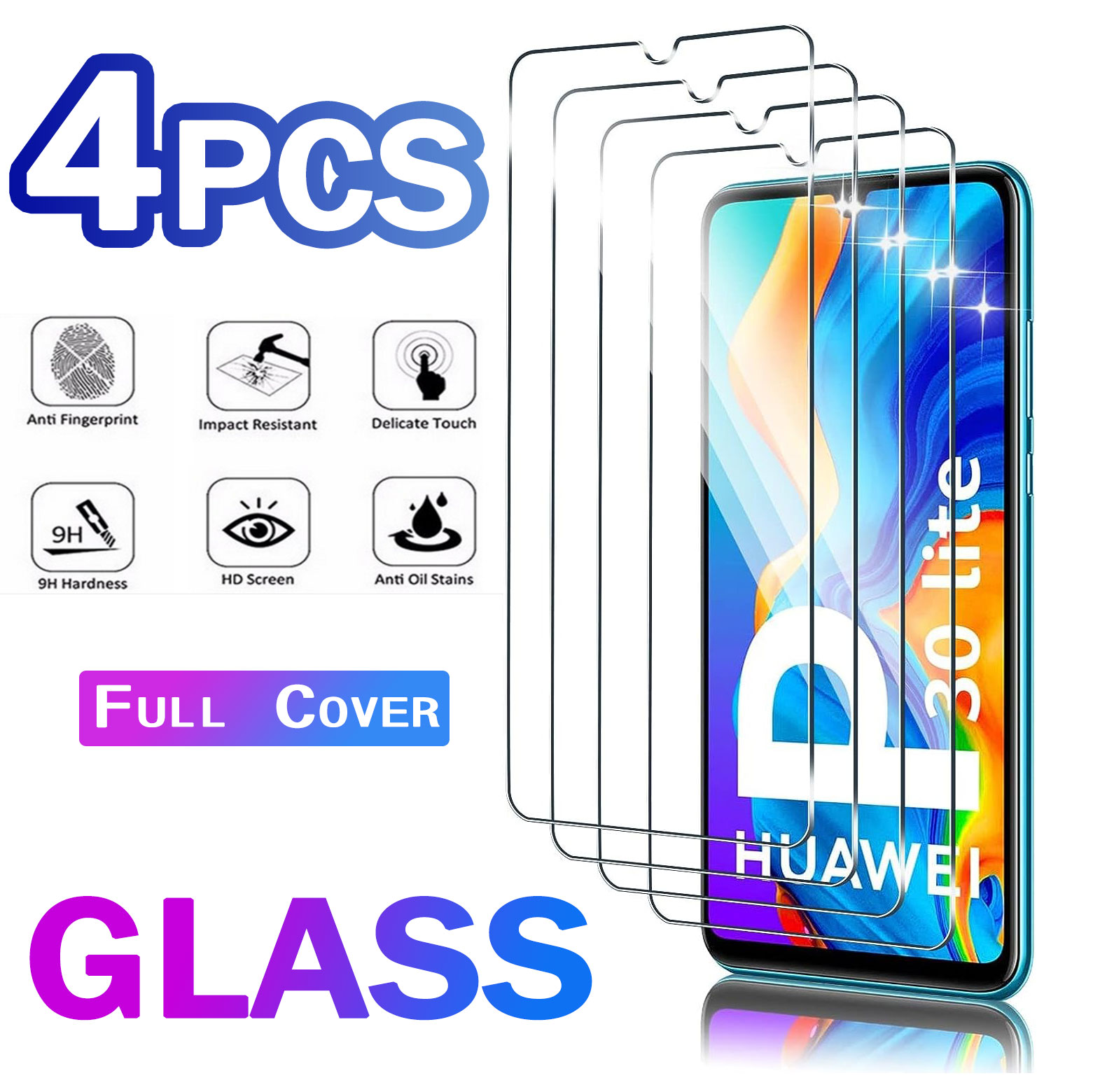 4pz Vetro Temperato per Huawei P30 P20 pro P40 Lite E P10 Protezione Dello Schermo per Honor 8 9 S 9X 9A 9C 8X 10 20 30 Vetro di Protezione