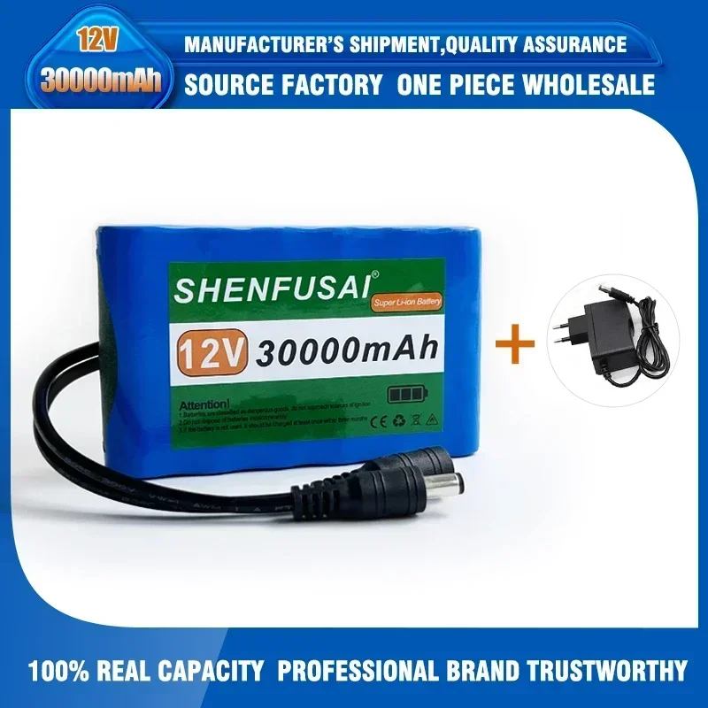 Portable Super 12V 30000mah Battery Rechargeable Lithium Ion Battery Pack Capacity DC 12.6v 30Ah CCTV Cam Monitor + Charger: Pink