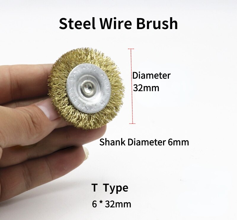 Mola per rimozione ruggine/mola per filo d'acciaio/spazzola per lucidatura/impostato di spazzole per trapano elettrico/rimozione della ruggine in metallo: 6X32MM  1pezzi
