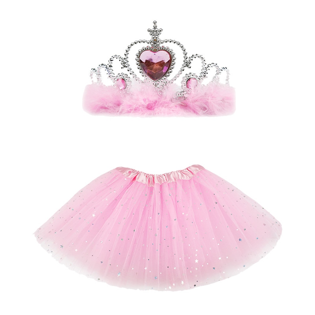 Baby sommer baby pige prinsesse tyl tutu nederdel ballet dans fest mini nederdele med krone foto rekvisitter 2 stk