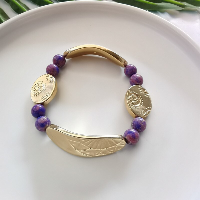 A2 Persoonlijkheid Voelen Domme Goud Kleur Decoratief Patroon Een Schat Van Elastische Mode Mooie Armbanden Armbanden