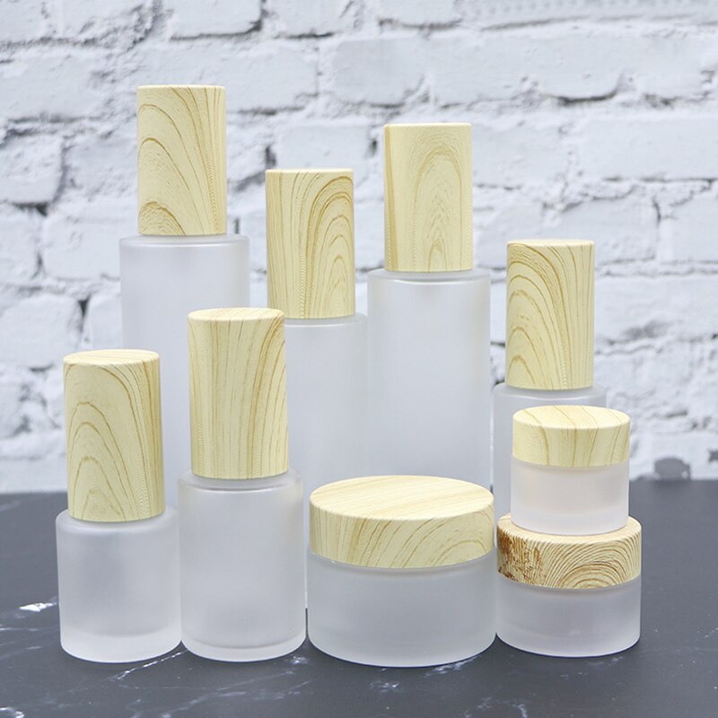 20/30/40/50/60/80ml Holz Milchglas Spray Flasche Lotion Pumpe Flüssigkeit sprayer Feinen Nebel Nachfüllbare Flaschen Holz Kappe Parfüm