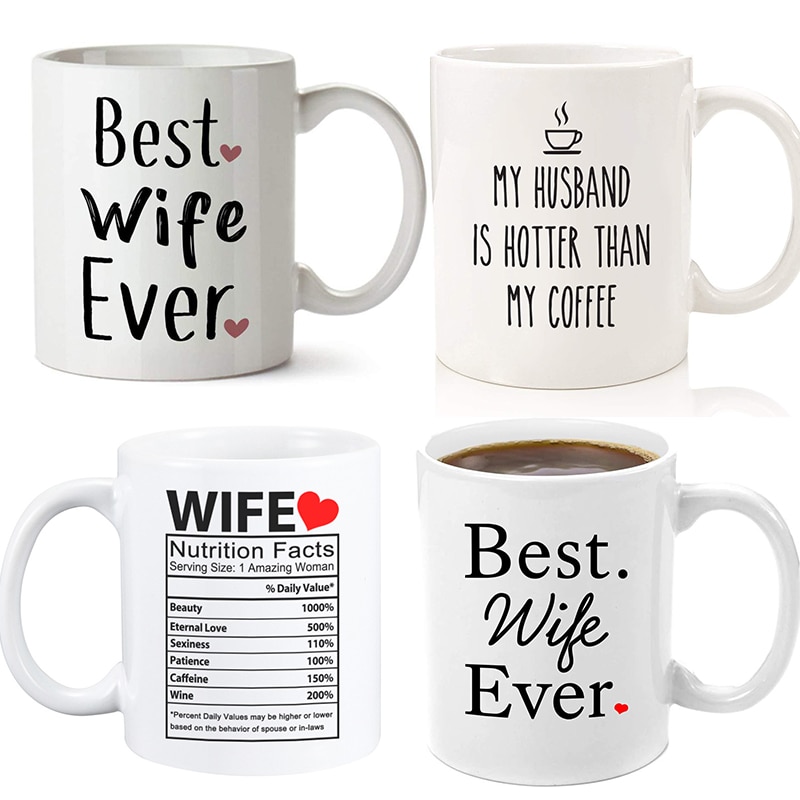 Couple Mug Ceramic Coffee Cup For Wife Husband Wedding Anniversary 350ml Coffee Mug Wife Cup