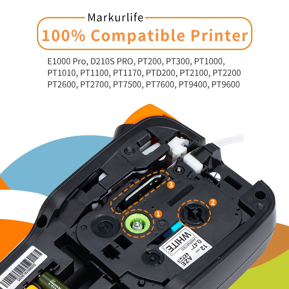 Markurlife TZe-231 6PCS Label Tape 12mm Compatible for Brother TZe-131 TZe-431 TZe-531 TZe-631 TZe-731 Label Maker