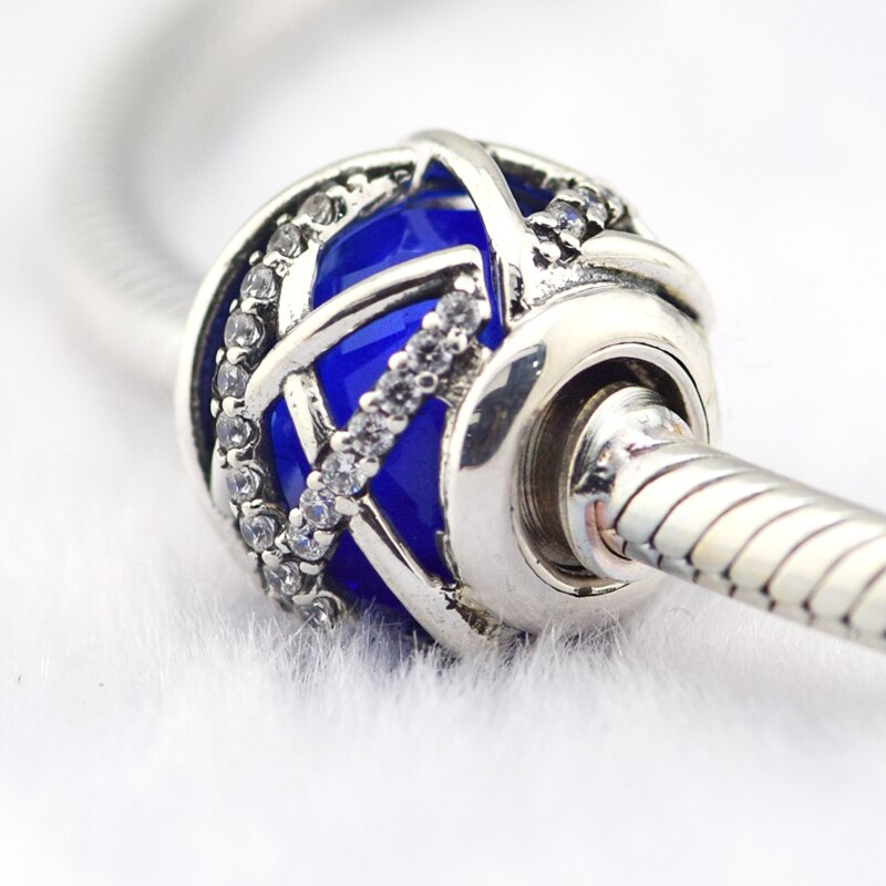 Jewelry Making Galaxy Charm Royal Blue Crystal Sterling Silver Beads For Woman Fits Original 925 Silver Bracelets