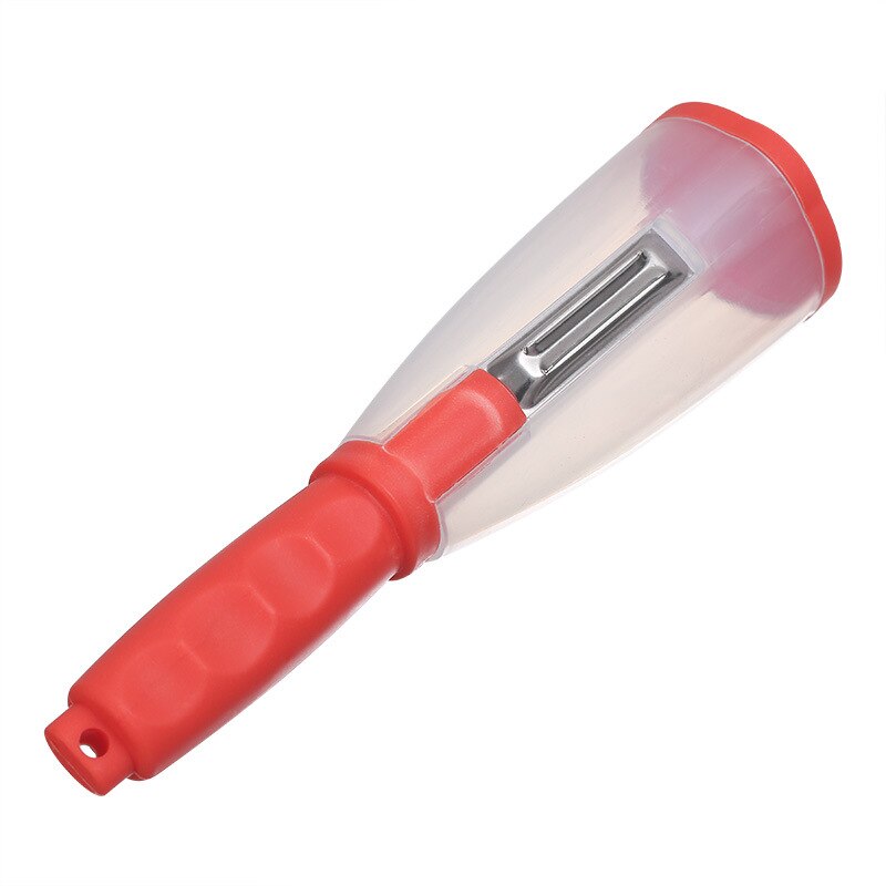 Multifunctional Storage Type Peeling Knife Peeling Knife With Storage Tube Peeler Peeling Apple Supplies Household Peeling Knife: Red    A