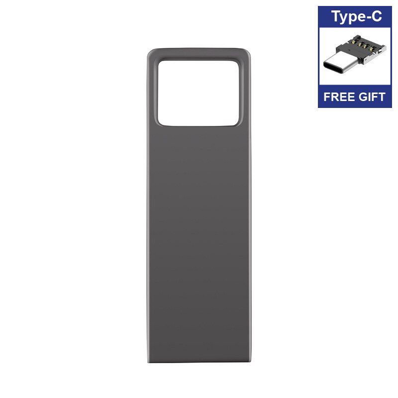 Pendrive de metal à prova d&#39;água, 256gb 32gb 64gb 128 gb 4g 8g 16g usb 2.0, tipo c ou micro adaptador