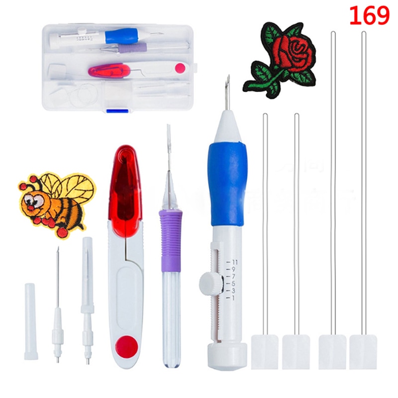 Broderi startpaket full uppsättning magiska broderi penna punch nål bågar trådar sömnad punch pen set hantverk också