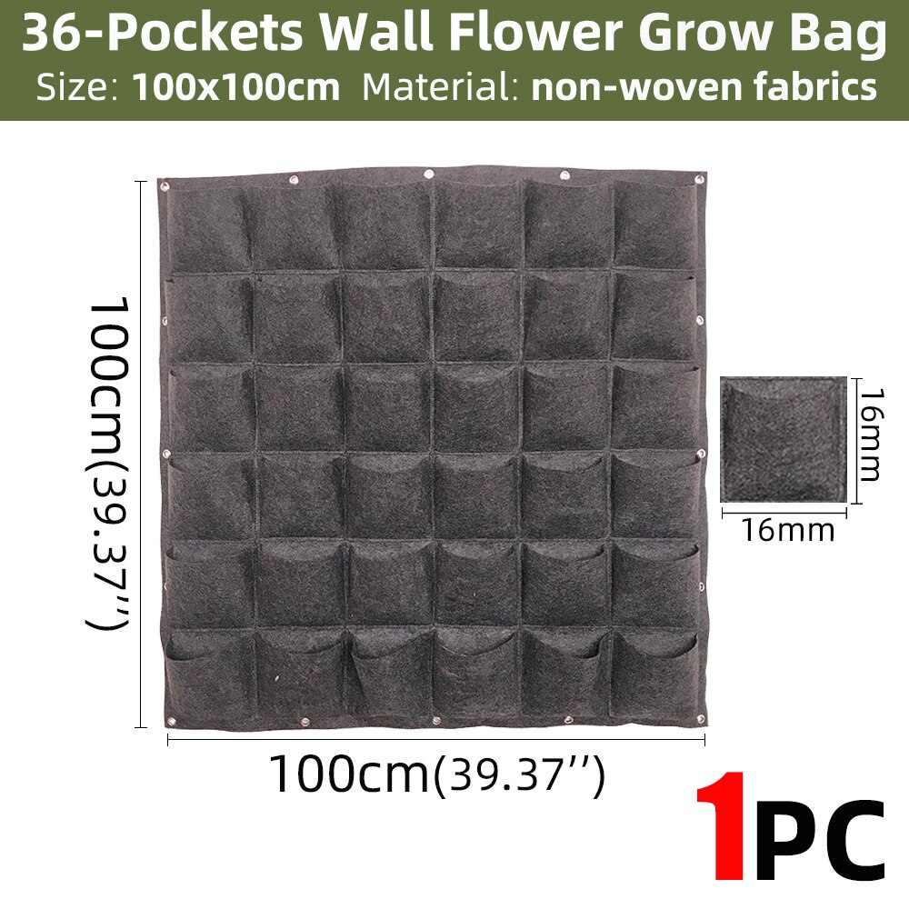 36-kieszenie 1x1m 5 kolorów kwiaty na ścianę rosną torby kieszeń pionowy ogród sadzenia wiszące domu roślin narzędzia tkaniny sadzarka warzyw: B-1szt
