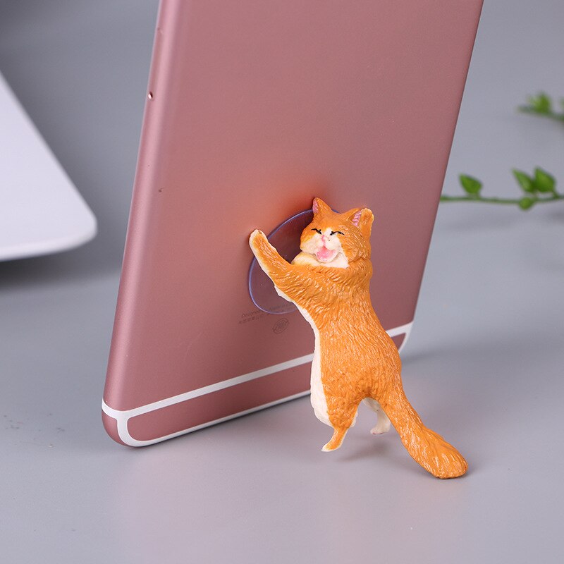 Cute Cat Phone Holder Support Resin Mobile Phone Holder Stand Sucker Tablets Desk Sucker Smartphone Holder