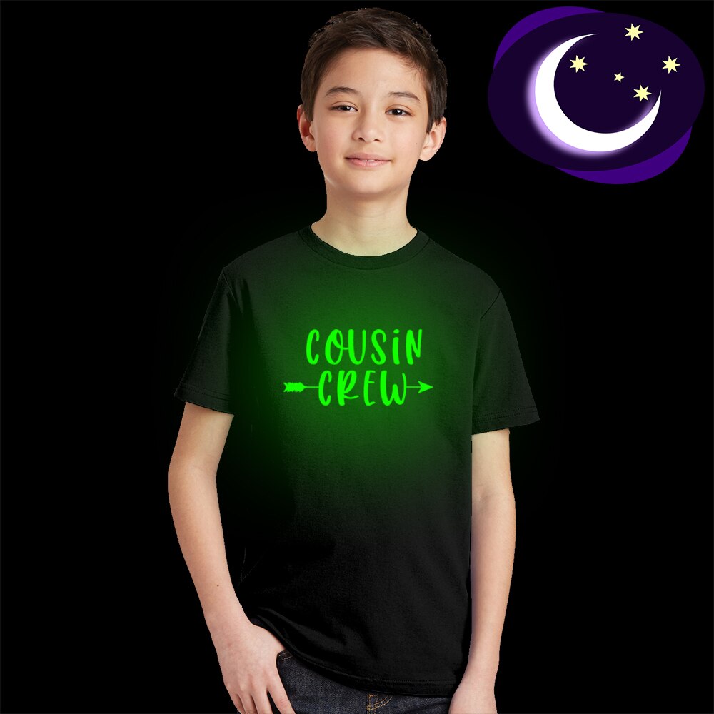 Cousin Crew Kids Glow In The Dark Tshirt Summer Short Sleeve Tee Shirt Boys Girls Tee Casual Tops Graphic Tee Clothes: 8T