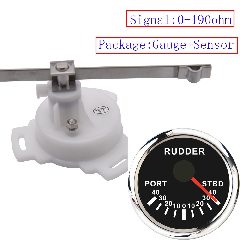 Boat Marine Rudder Angle Indicator With Rudder Angle Sensor 0-190ohm Sailing Boat Pack of 1 Rudder Angle Meter 52MM Gauge RedLED: BS with Sensor