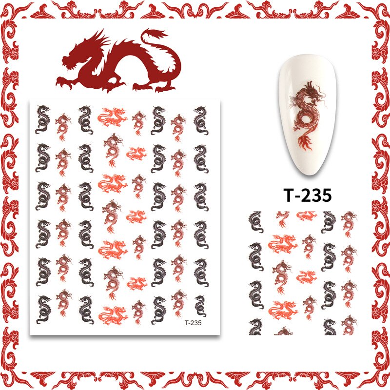 Nail Sticker Chinese Dragon Nail Foil Nail Art Decorations Waterproof Tape Punk Style Nails TSLM1: 04