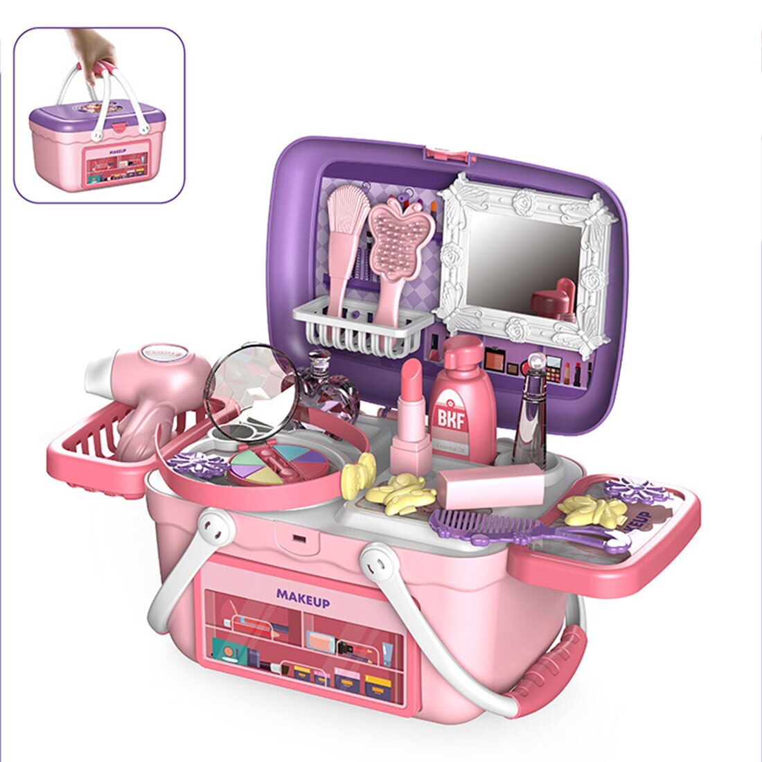 18Pcs Children Pretend Play Hand Basket Set Simulation Makeup Toy Brain-Training Toy For Children Educational Toys Birthday