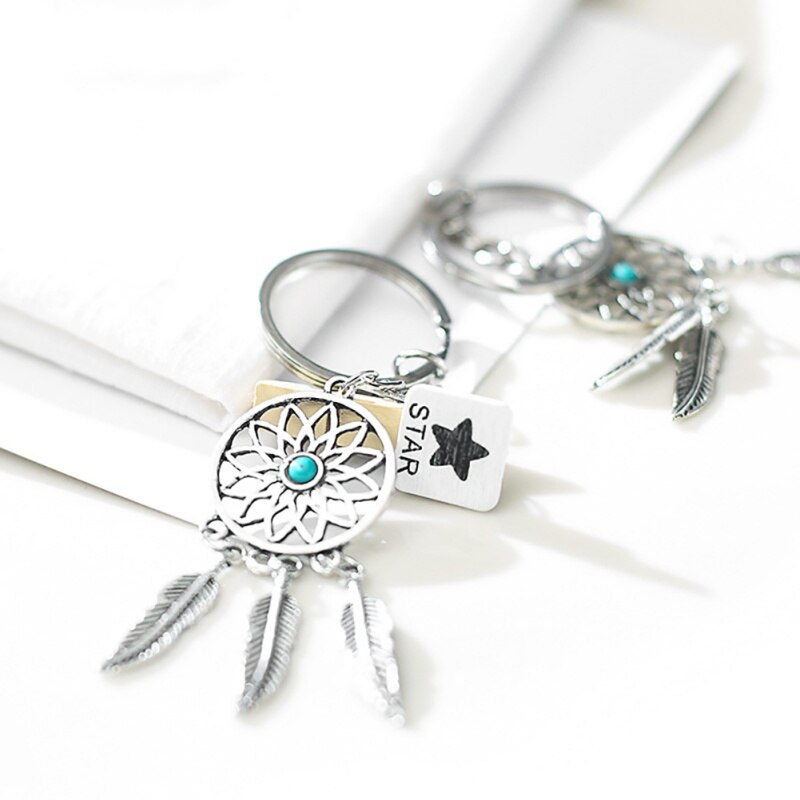 Porte-clés en forme de rêve fait à la main | Petite plume, porte-clés décoratif pour sac de voiture, pendentif décoratif, attrape-rêves du nouvel an, 2 2