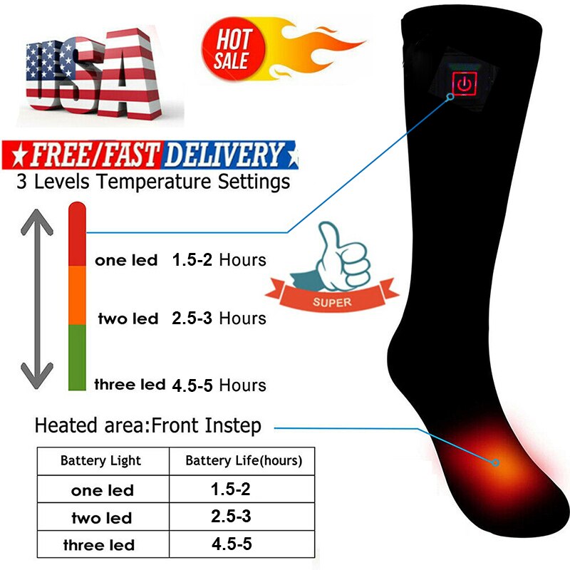 Genopladelige batterivarmere strømper elektrisk opvarmede justerbare sokker til kvinder mænd vinter udendørs skiløb cykling sport hold varmen